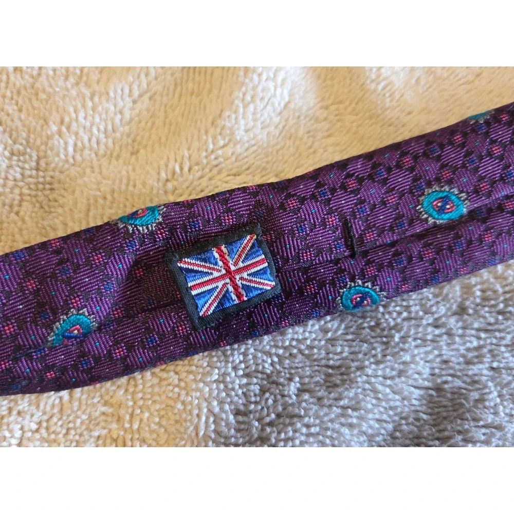 Robert Talbott‎ Silk Tie Purple Geometric Medallion Made in England Luxury